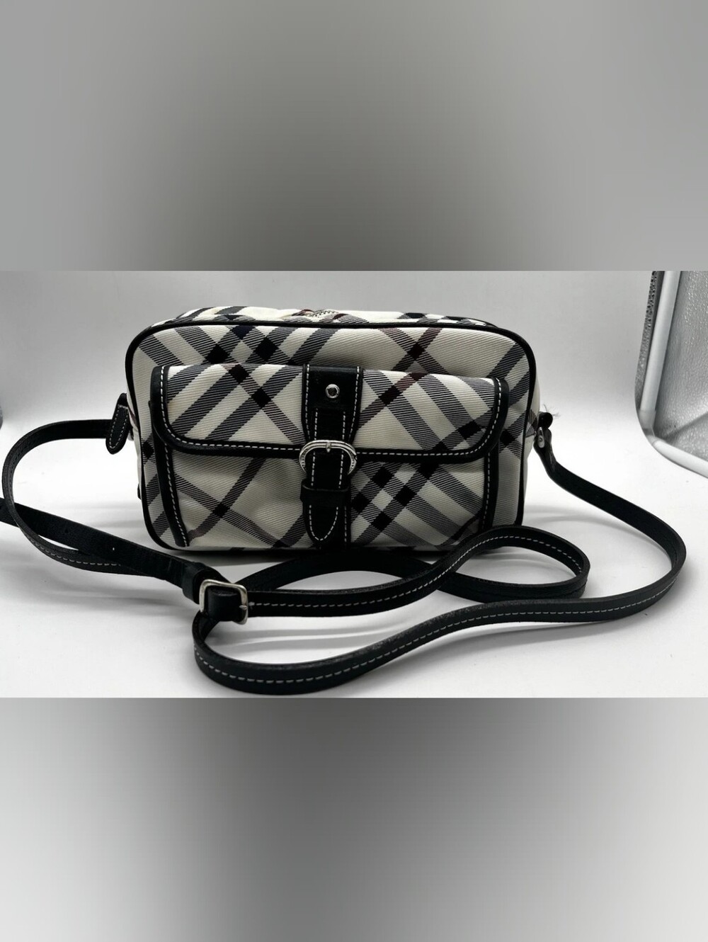 Burberry Burberry Blue Label Check Canvas Shoulder Bag Textile Crossbody Bag